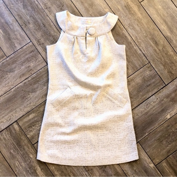 ✨FLASH SALE✨ BB Dakota Cream & Gold Sleeveless Minidress with Pockets Size Small - Picture 6 of 7